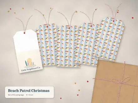 Beach Patrol Christmas gift tags